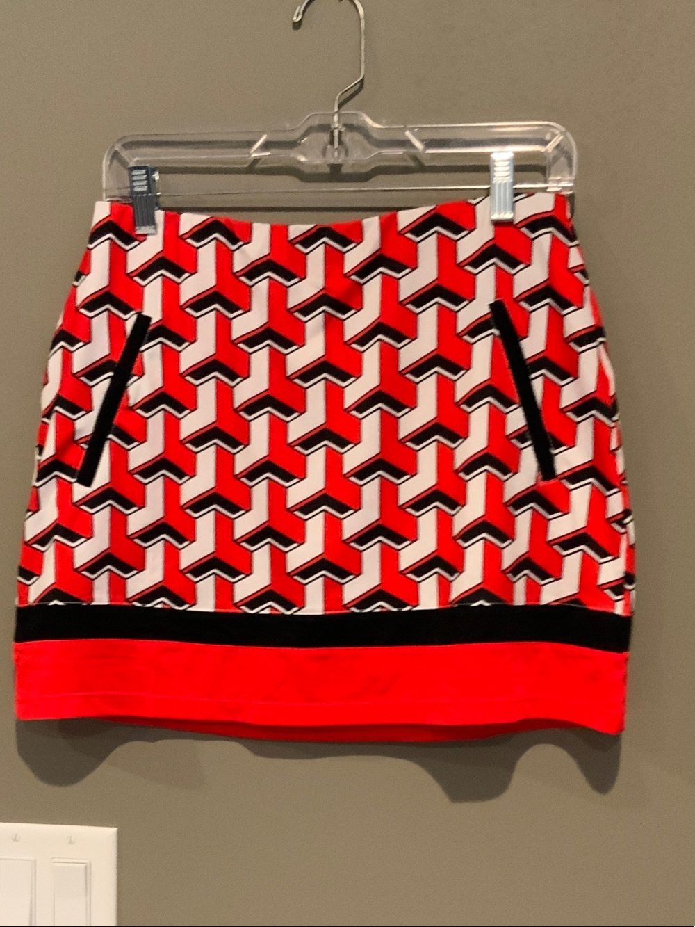 Tail Bold Red Geo-Print Mini Skirt with Black Trim